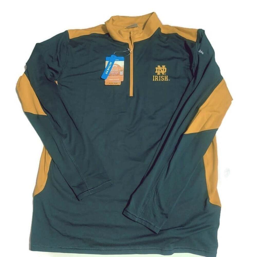 NWT Columbia Notre Dame Fighting Irish Quarter Zip Pullover Shirt Mens XXL Blue
